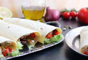 Jackfruit-Schawarma mit gegrillter Paprika