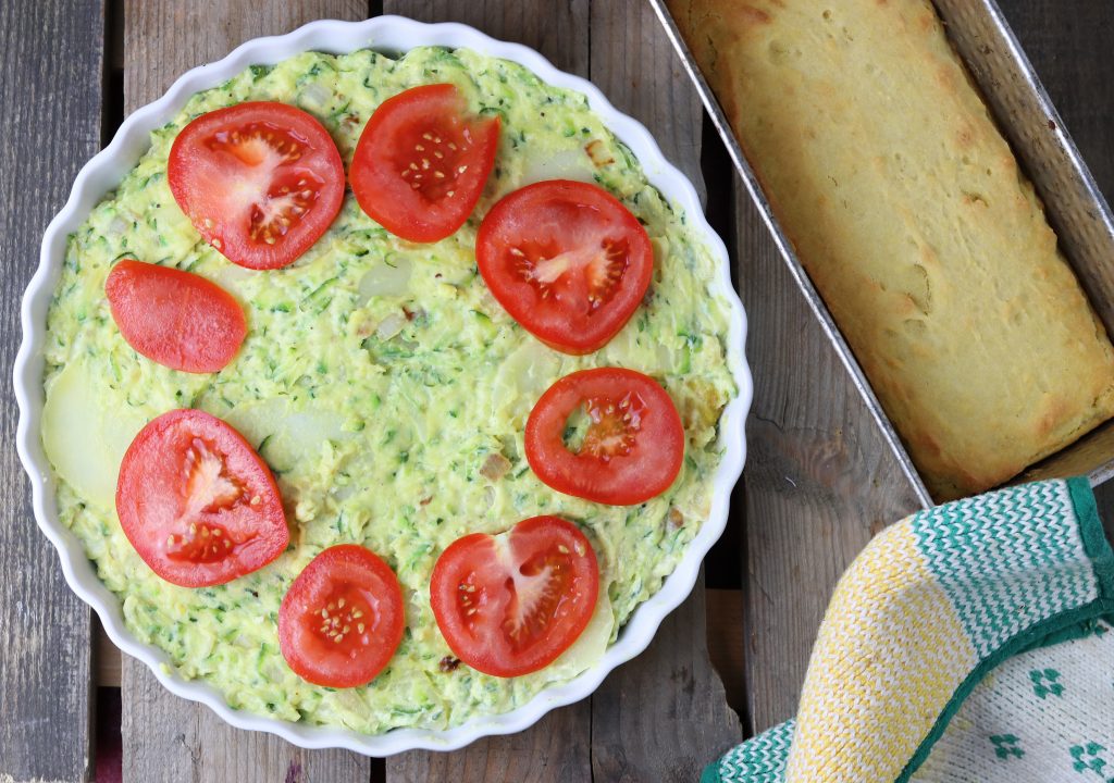 Die rohe, vegane, italienische Frittata kurz vor dem Backen.