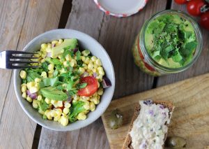 Mais, Avocado, Tomate, Koriander...