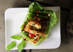 Mit veganen Garnelen