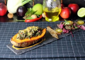Lecker mit Salat und veganem SPeck