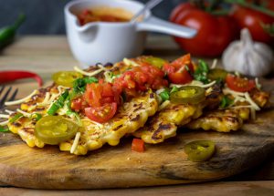 Mais Fritters, kross gebraten