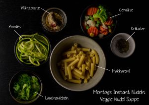 Frische Zutaten und viel Gemüse für Montag