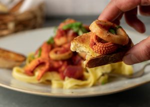 Ein italienisches Gericht mit Meeresfrüchten