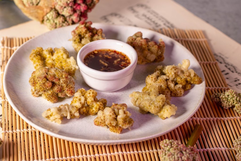 In diesem Rezept mache ich ein einfaches Rhabarberblütentempura