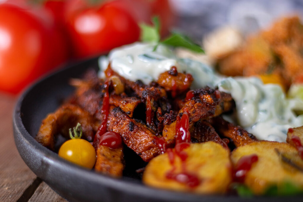 Veganes Gyros lässt sich sehr gut vorbereiten