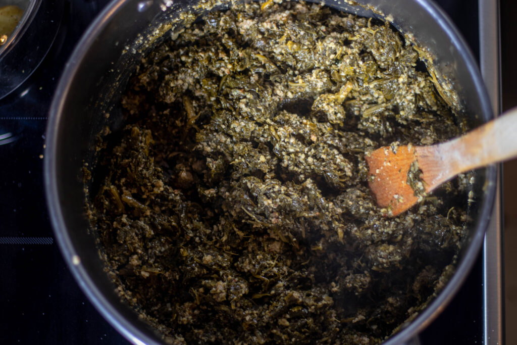 3. den Grützkohl erneut kochen lassen.