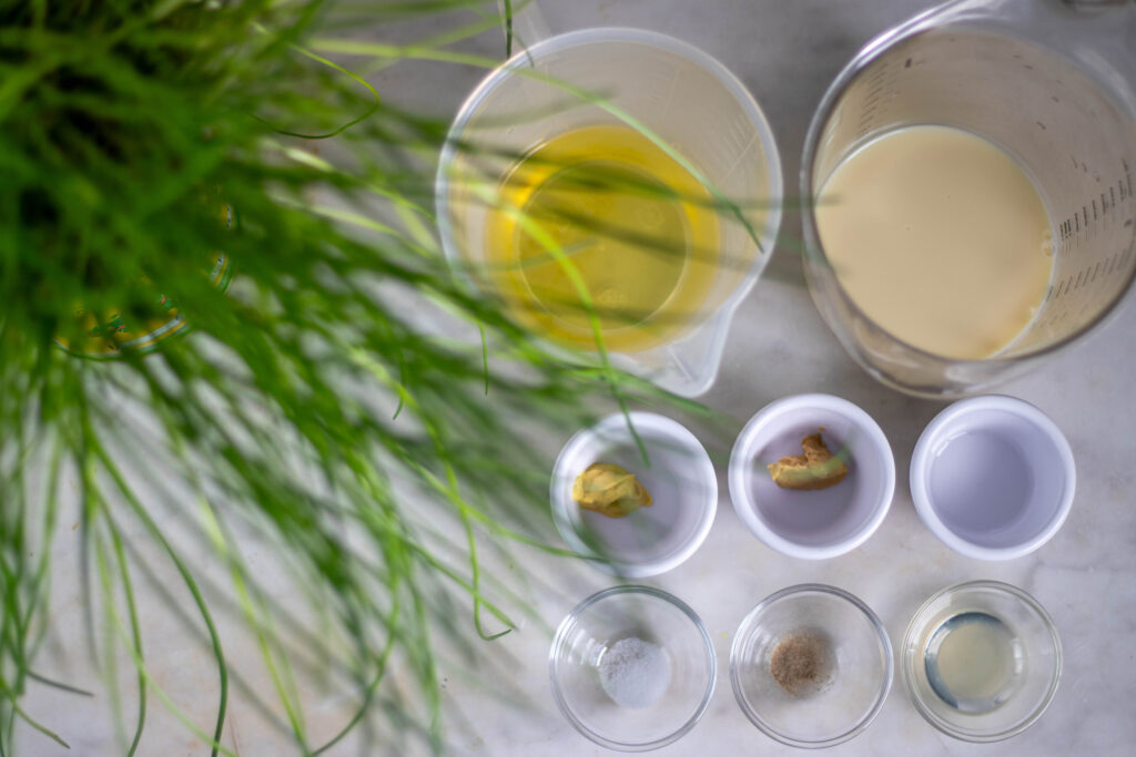 Alle Zutaten für die vegane Schnittlauchmayonnaise.