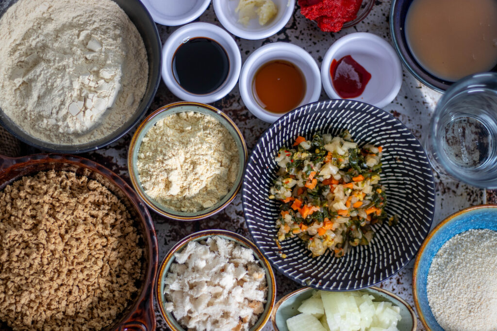 1. Alle Zutaten für die Kimchi-Patties.
