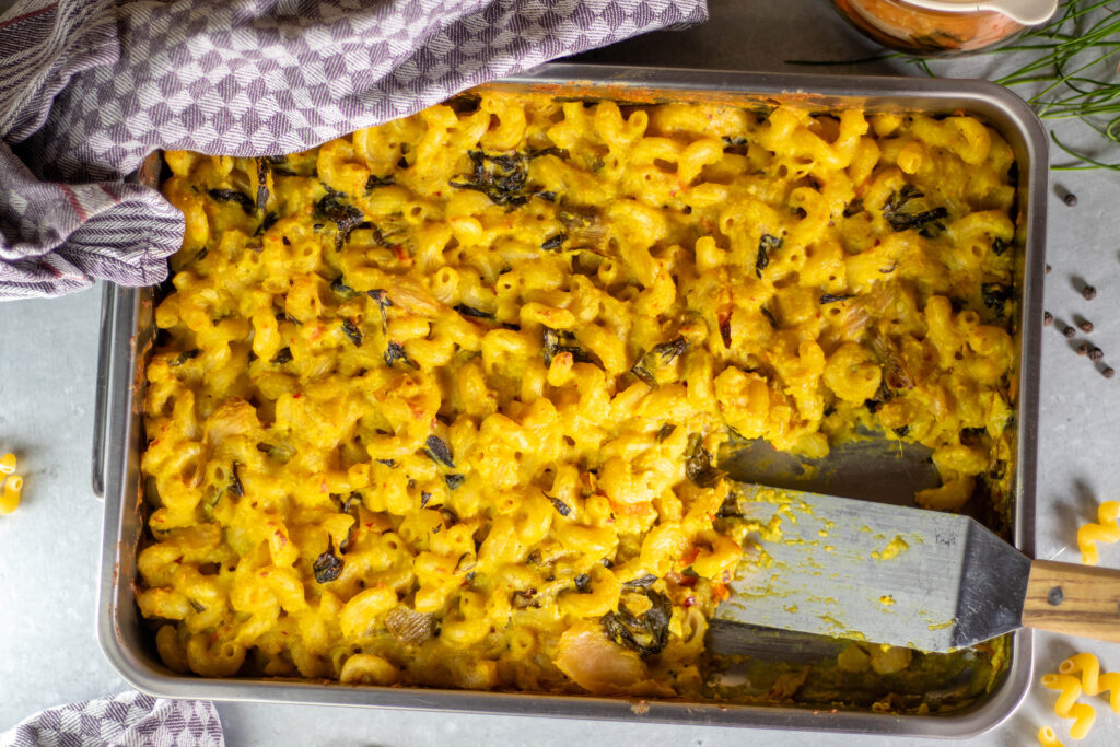6. Vegane Kimchi Mac'n'Cheese, frisch aus dem Ofen.