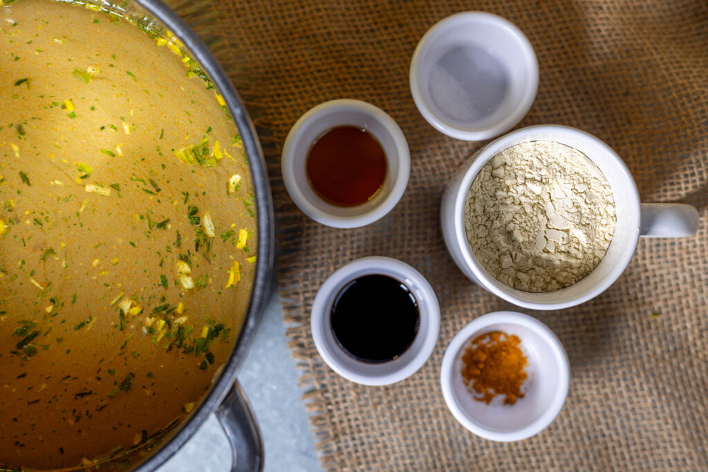 1. Alle Zutaten für die Seitan Chicken Zubereitung.