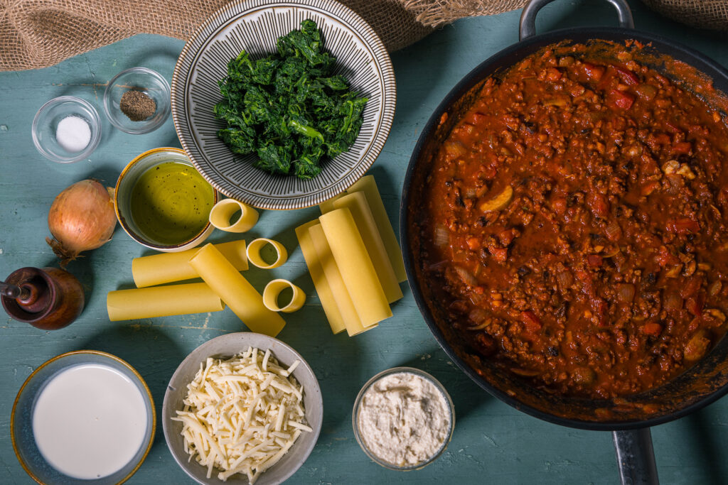 1. Alle Zutaten für die veganen Cannelloni.