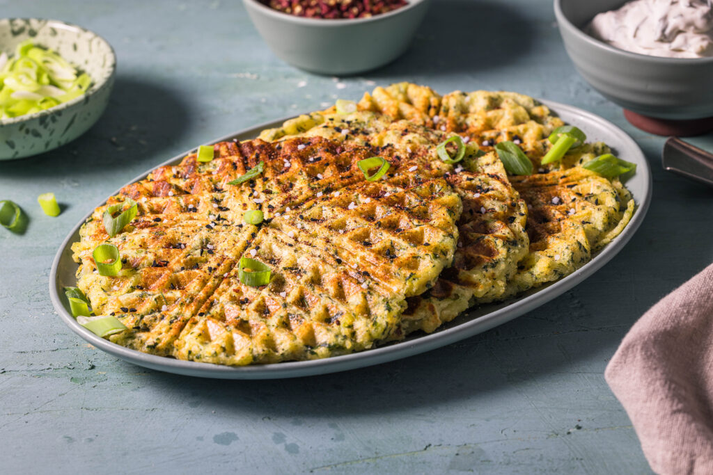 Knödelwaffeln - Knödel aus dem Waffeleisen mit Spinat und Veta