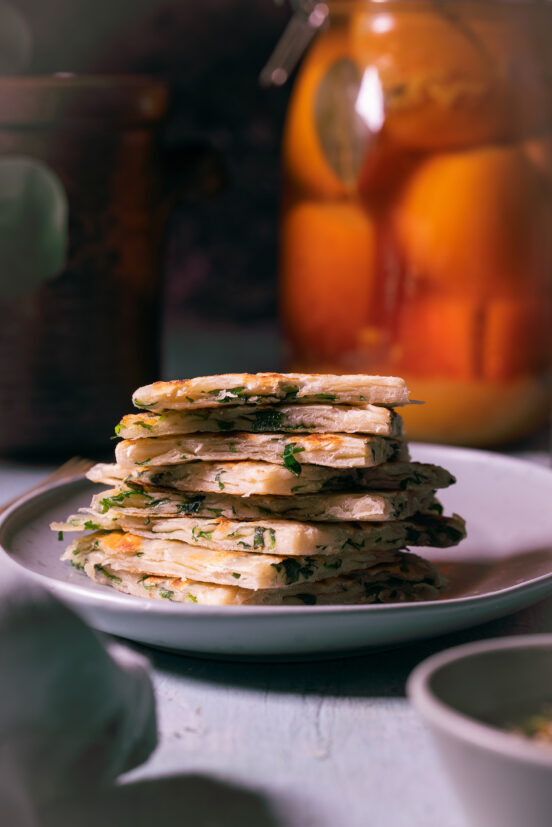 Chinesische Pfannkuchen mit Bärlauch