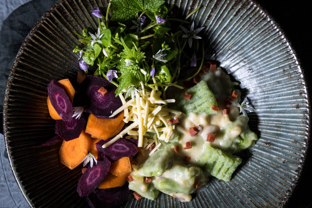 Bärlauch Gnocchi - Käse-Schinken-Soße - vegan