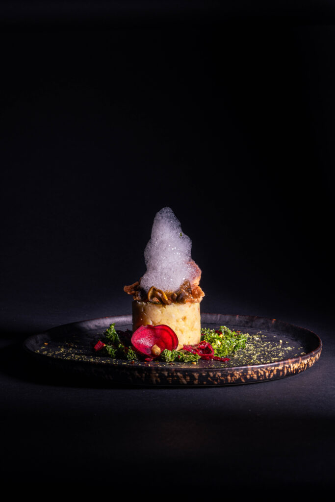 Geräuchertes Topinambur-Quitten-Püree - veganes Fine Dining