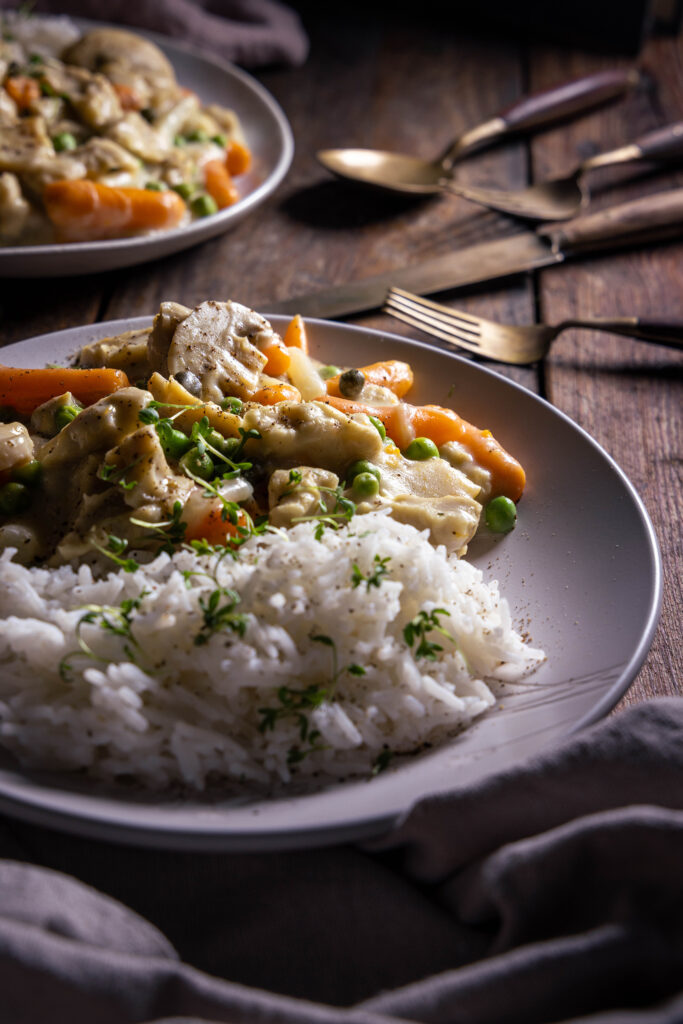 Veganes Hühnerfrikassee - einfach, lecker und schnell