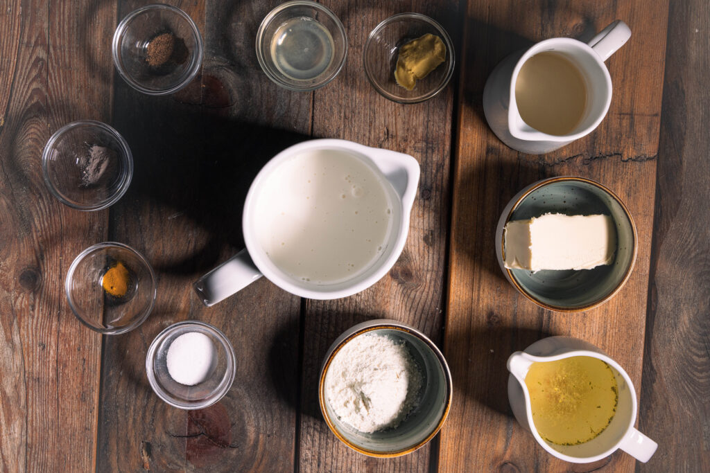 Alle Zutaten für die vegane Sauce Hollandaise.